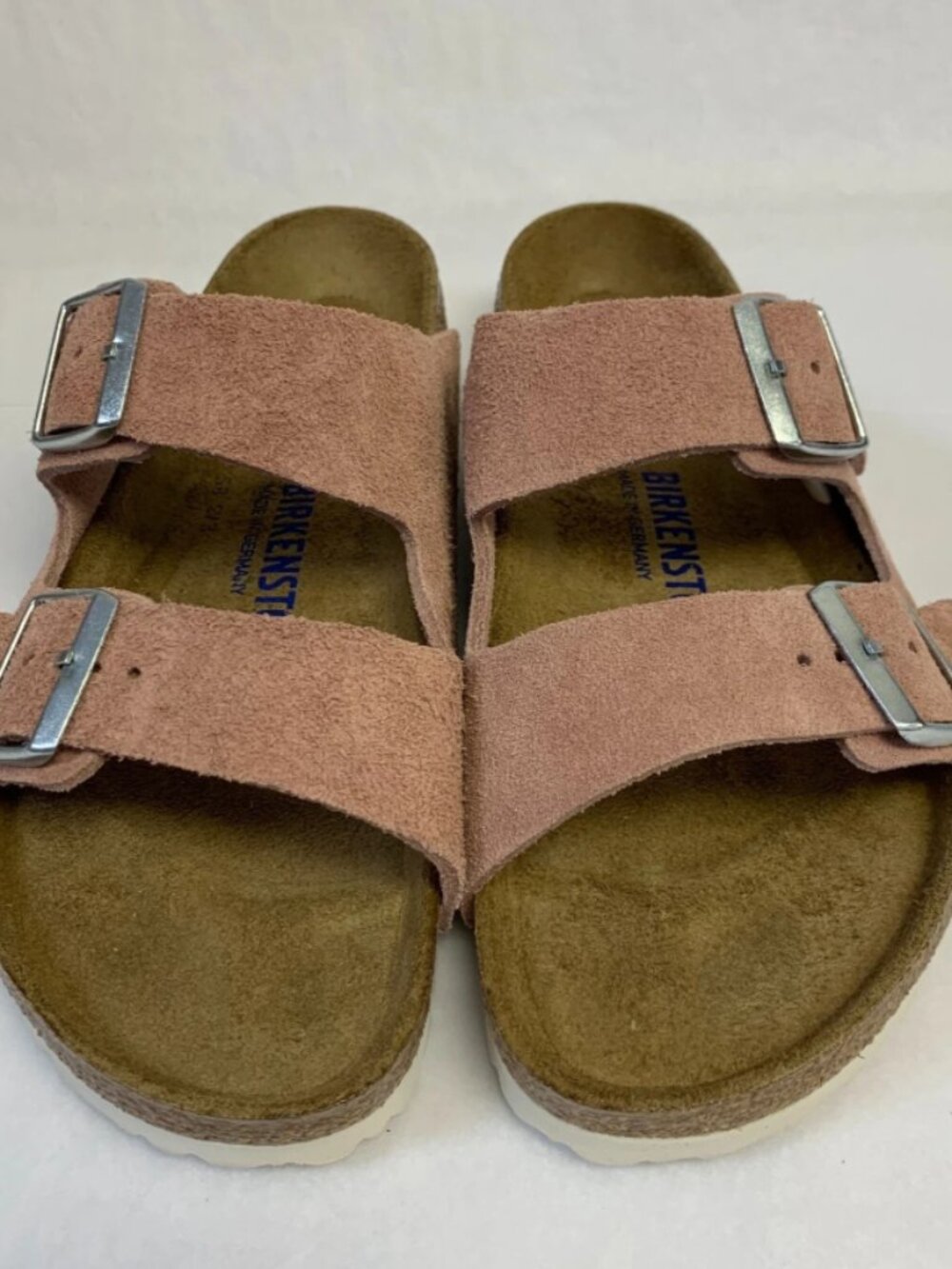 Birkenstock Arizona Pink Clay Suede Leather Soft Footbed Narrow Width Sandals